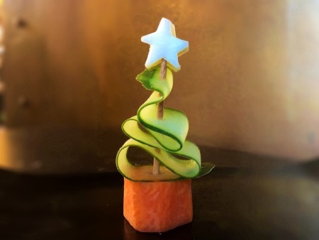Veggie and Cheese Christmas Trees - star stuck on the top of the tree