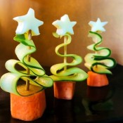 Veggie and Cheese Christmas Trees - three edible trees