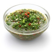A bowl of chimichurri sauce
