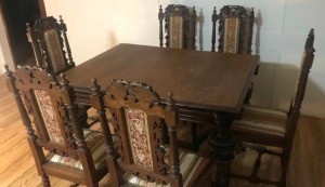 Finding a Furniture Appraiser - dark wood dining table and 6 chairs
