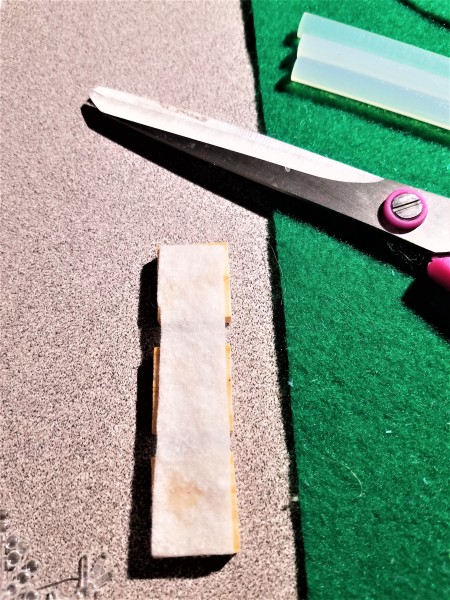 Scrabble Tile and Dollar Tree Ornaments - back side showing felt strip