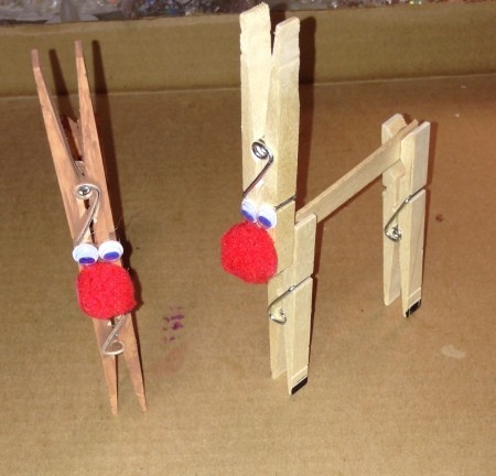 Clothespin Reindeer - color the bottom of the legs with a black marker to make hooves, add eyes and nose