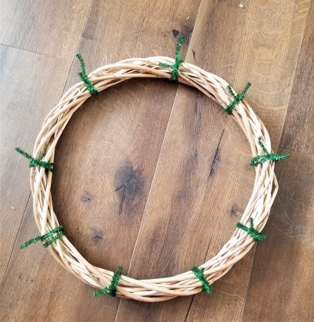Mini Gift Wreath - chenille stems tied onto the wreath form