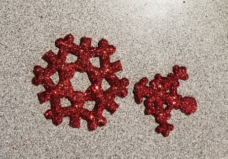 Mini Gift Wreath - snowflake ornament with tip removed lying next to it