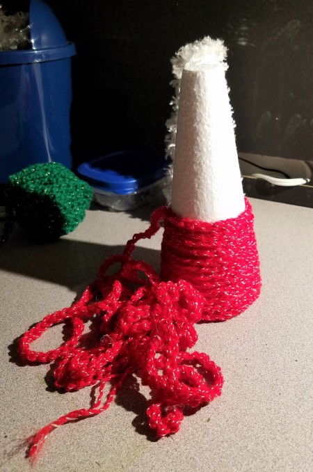 Crochet Chain Wrapped Foam Tree Trio - wrap and glue and to the chain if needed