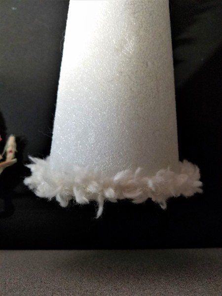 Crochet Chain Wrapped Foam Tree Trio - base of white tree with first wrap