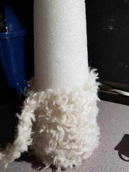 Crochet Chain Wrapped Foam Tree Trio - working up the white tree