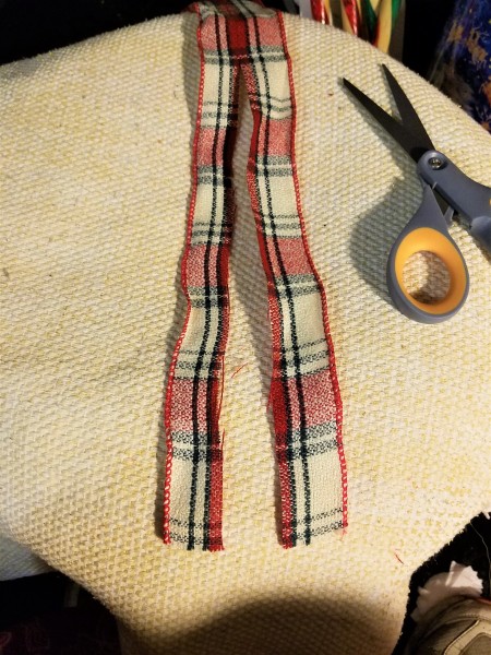 Ripped Fabric Wrapped Faux Candy Canes  - ribbon cut in half lengthwise