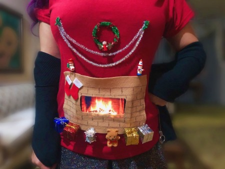 Fireplace ugly christmas on sale sweater