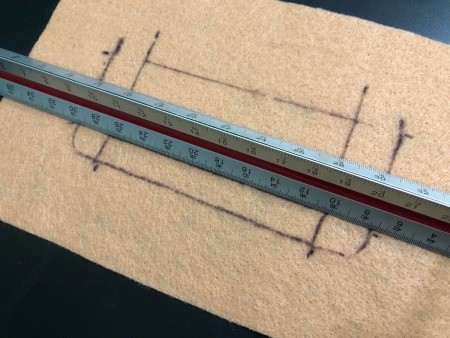 DIY Animated Christmas Hearth Shirt - marking viewing area and cut out