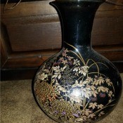 Value of This Japanese Vase - black narrow necked vase with floral pattern