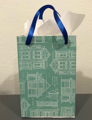 Housewarming Gift Bag from Recycled Food Package - pretty gift bag