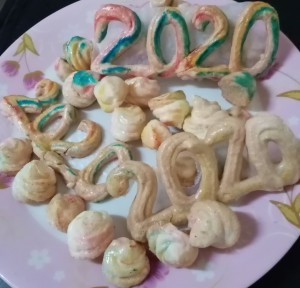 A collection of meringue cookies for New Years.