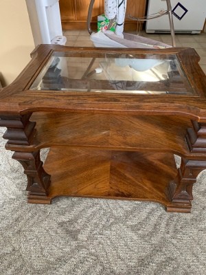 Value of a Mersman End Table - glass topped end table with center shelf