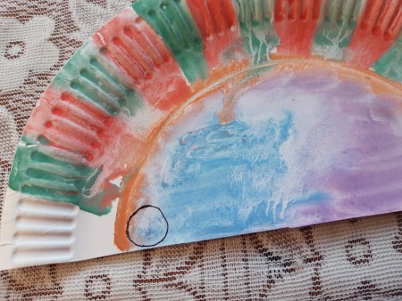 Paper Plate Hedgehog - draw a circle for the nose as shown