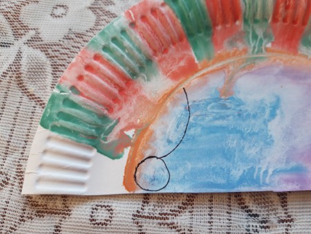 Paper Plate Hedgehog - draw a curved line up from the nose as shown