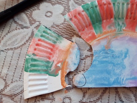 Paper Plate Hedgehog - cut away around the nose and along the lines