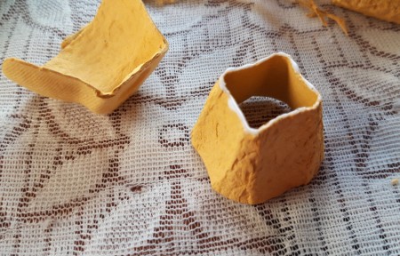 Egg Carton Miniature Furniture - cone cut to make short chair base