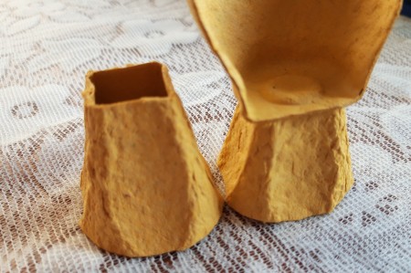 Egg Carton Miniature Furniture - base for tall stool next to the chair