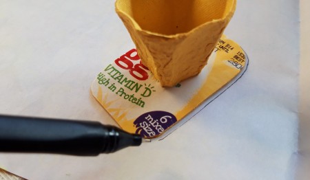 Egg Carton Miniature Furniture - tracing table top shape onto wrong side of paper