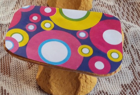 Egg Carton Miniature Furniture - table with top covered with paper