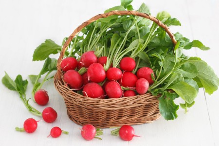 radishes in a basket