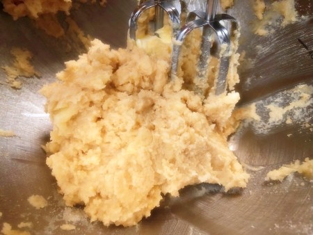 mixing butter & sugars together