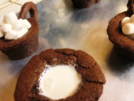 milk & marshmallows in Mug Cookies