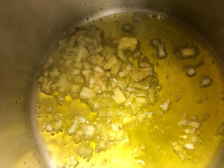 oil, Ginger & Garlic in pan