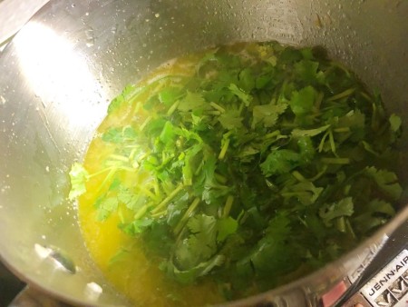 add Cilantro to pan