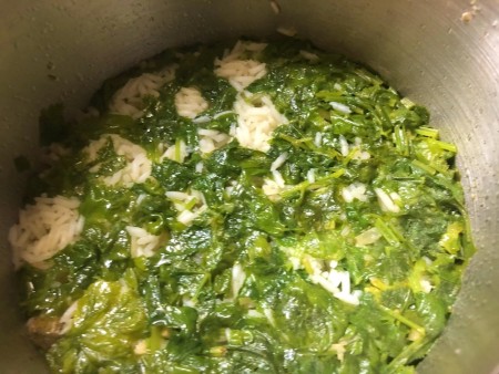 Ginger Garlic Cilantro Rice in pan