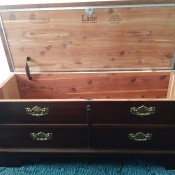 Value of a Lane Cedar Chest - open chest with faux drawers on the front