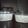 Value of Vintage Corningware Casserole Dishes - casserole dishes with floral pattern and glass lids