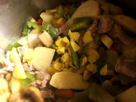 garlic added to meat & veggies