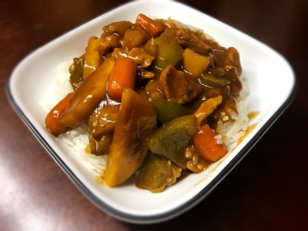 Maple Apple Pork Japanese Curry on plate