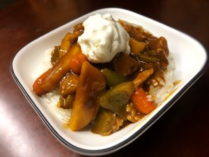 Maple Apple Pork Japanese Curry on plate