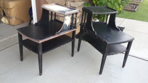 Age of Mersman Side Tables - stepped tables, in refinishing process
