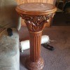 Value of Marble Topped Column Style Tables - wood column with floral pattern at top and with a marble insert
