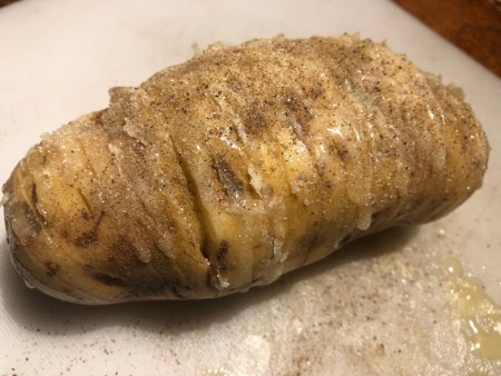 salt & pepper on potato