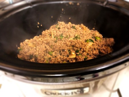 meat added to Slow Cooker