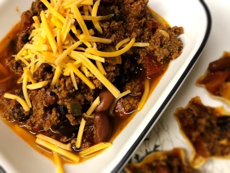 Chili with cheese on top