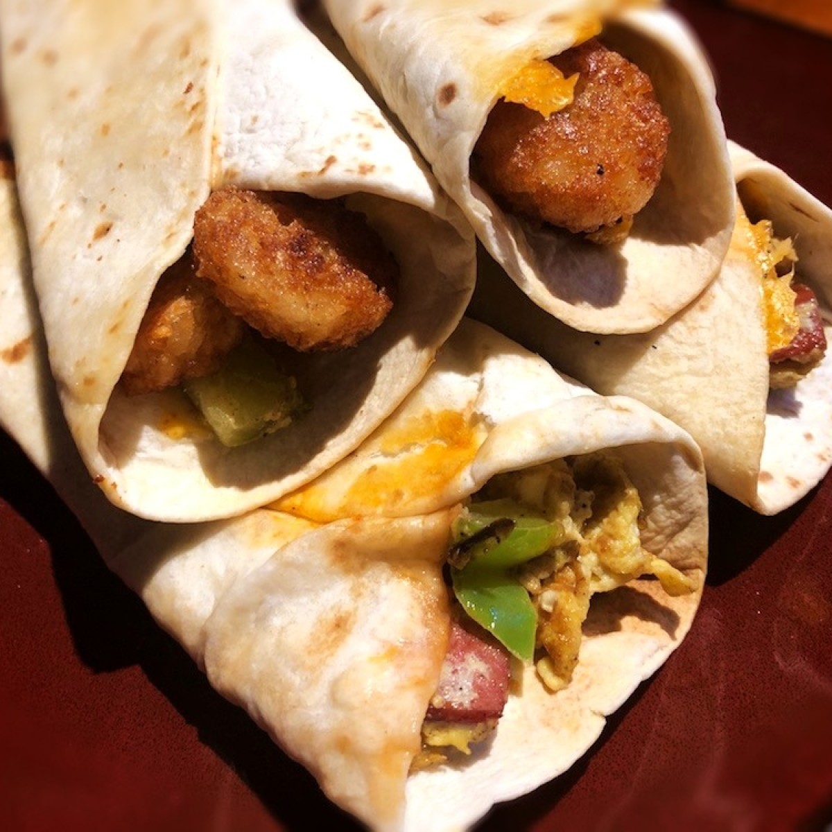 Cheesy Tater Tot Breakfast Burritos ThriftyFun