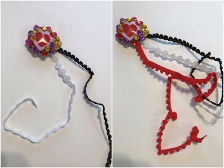 Wall Shell Decoration for Valentine's Day - glue lengths of ribbon to the back of the shell