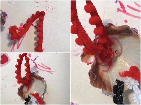 Wall Shell Decoration for Valentine's Day - glue on a ribbon hanger