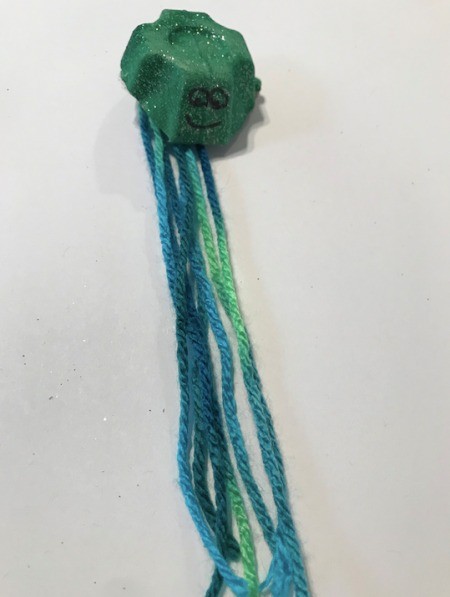 Making an Egg Carton Octopus  - face drawn on with a Sharpie