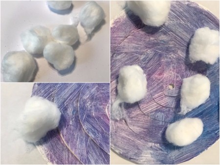 Rainbow and Clouds Paper Twirler Room Decor - hot glue on cotton balls for clouds