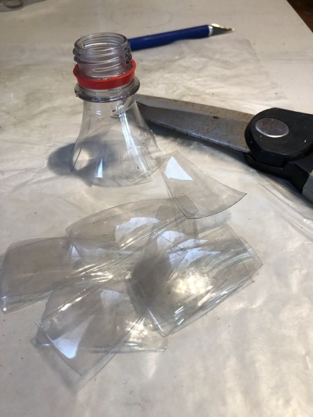 Tree Candlestick Holder - stack of bottle pieces