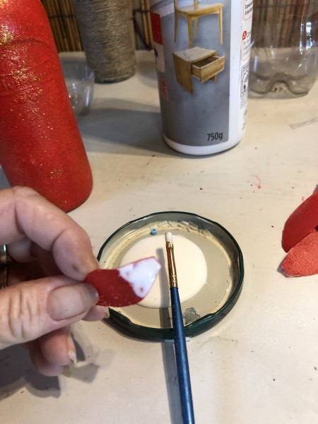 Tree Candlestick Holder - fold up one tip of each leaf and apply glue