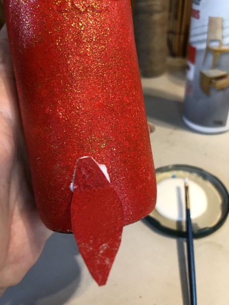 Tree Candlestick Holder - sticking leaf to the bottle working from the bottom