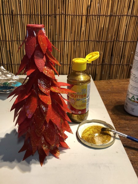 Tree Candlestick Holder - once the leaves are dry you can add glitter gel